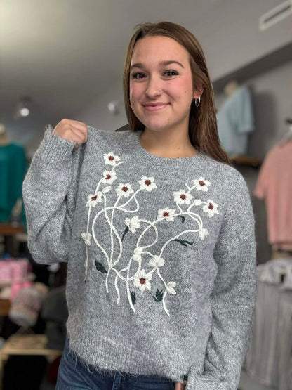 Floral Embroidered Sweater