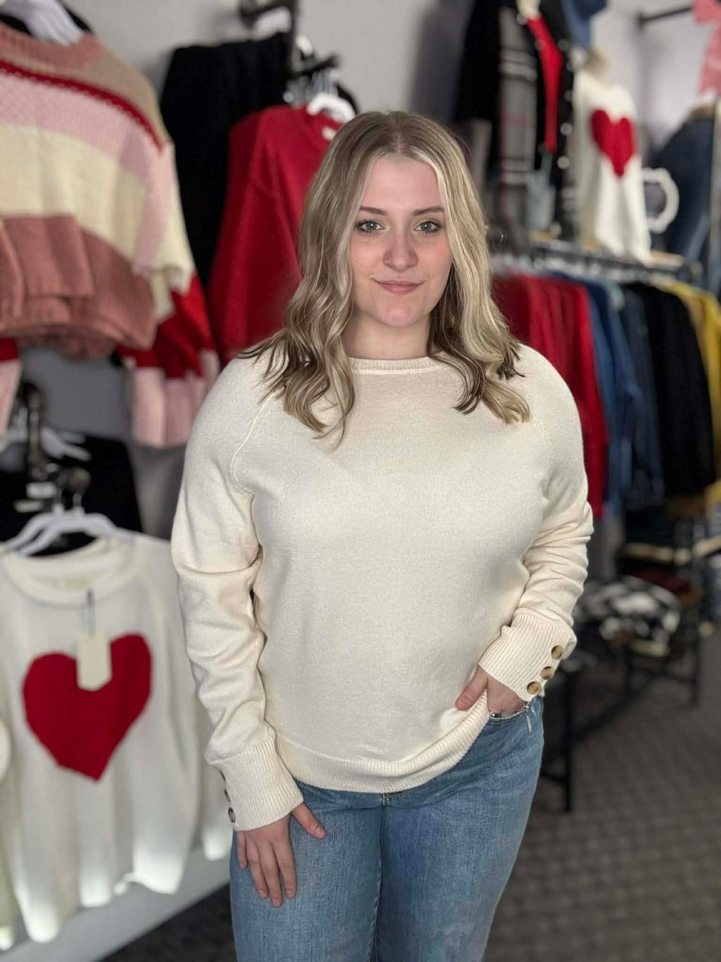 Camel Buttoned Sleeve Sweater