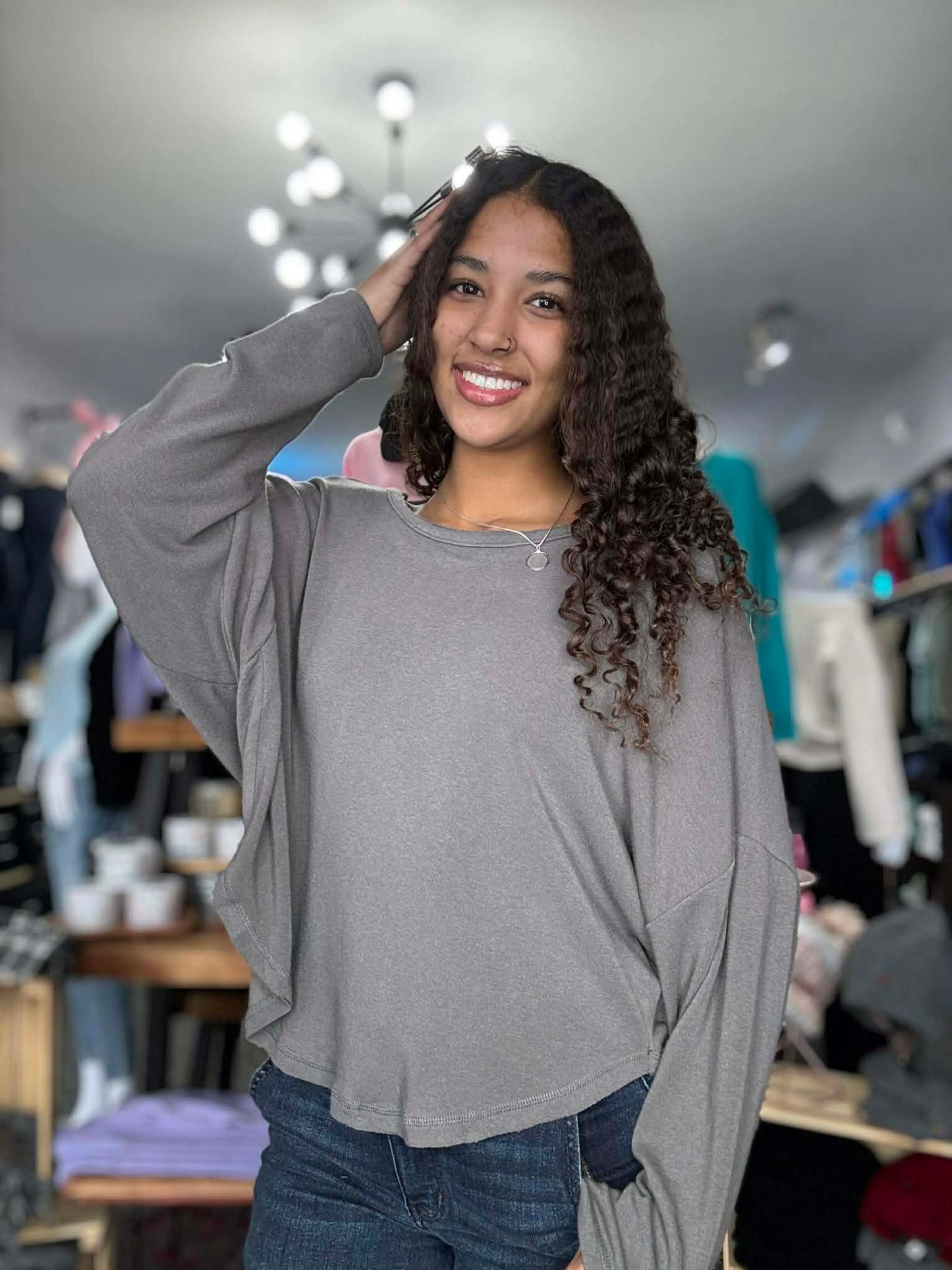 Long Sleeve Batwing Knit Top