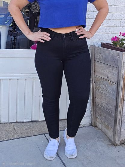 Reg/Plus Judy Blue Mid-Rise "Midnight Black" Slim Fit Black