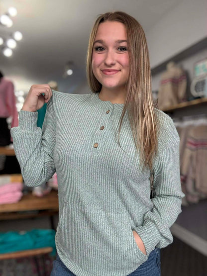 Aqua Ribbed Texture Top