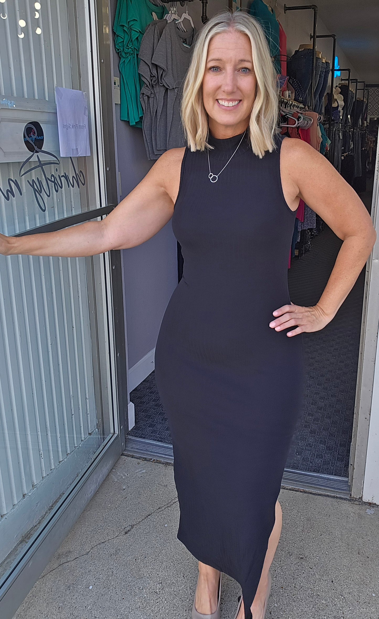 Ribbed Mock Neck Bodycon Dress Ribbed Mock Neck Bodycon Dress