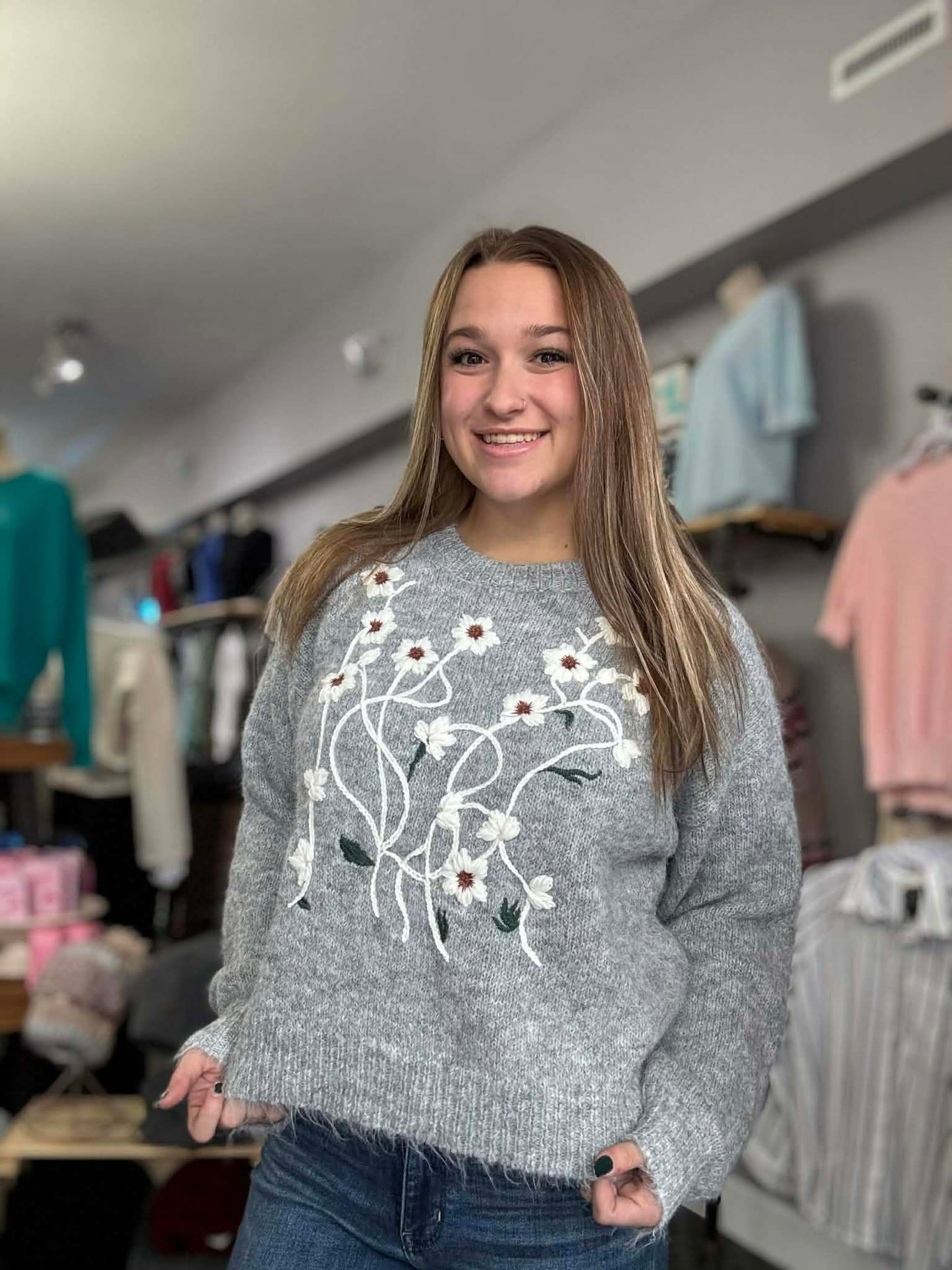 Floral Embroidered Sweater