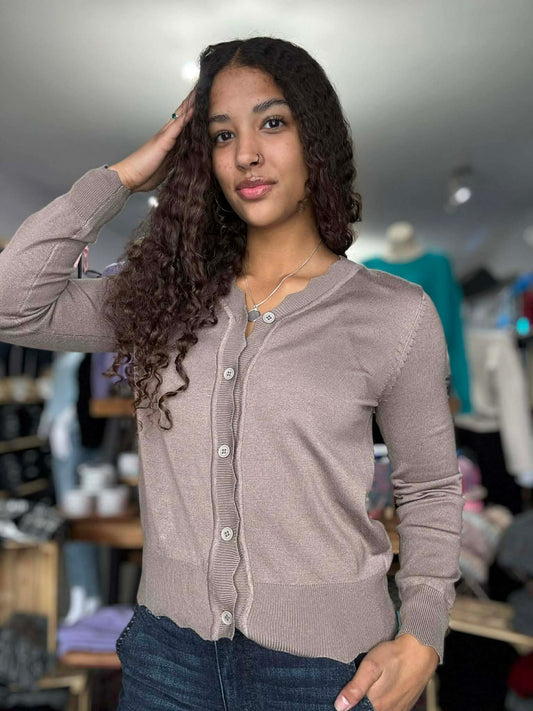 Lightweight Scalloped Cardigan