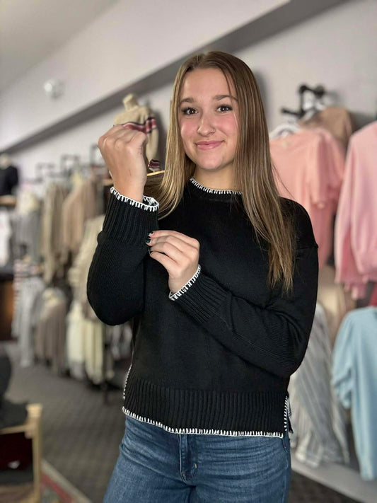 Solid Color Split-end Sweater