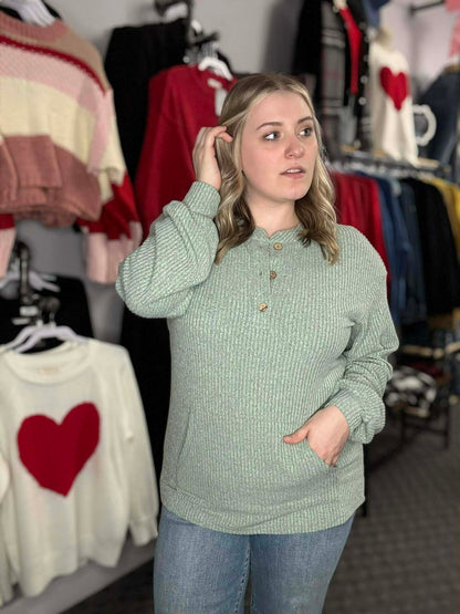 Aqua Ribbed Texture Top