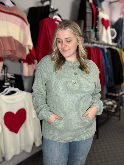 Aqua Ribbed Texture Top