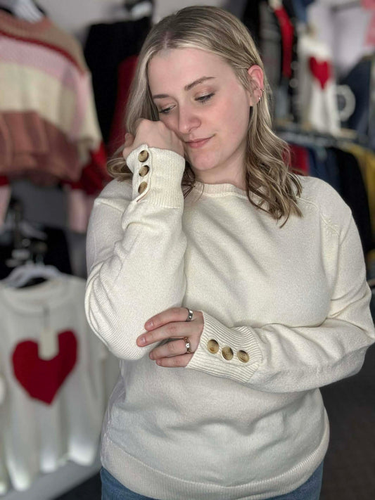 Camel Buttoned Sleeve Sweater