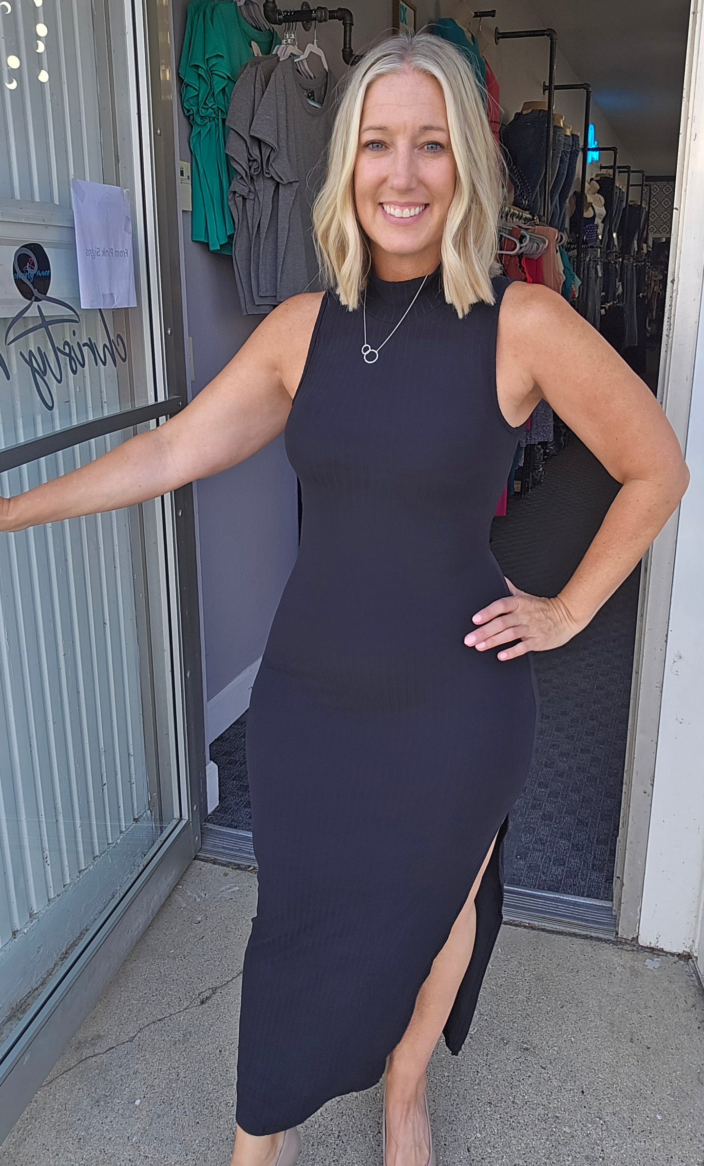 Ribbed Mock Neck Bodycon Dress – CHRISTY MAC'S