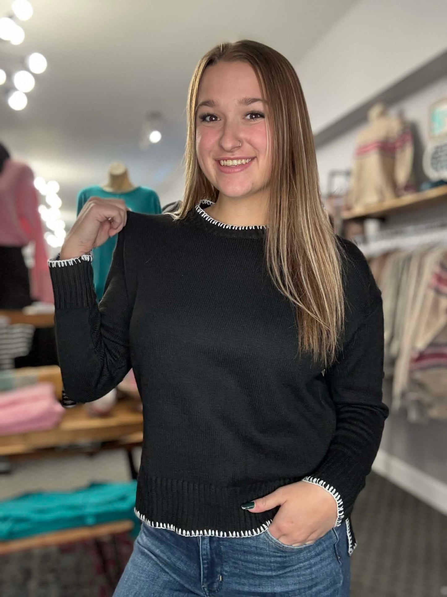 Solid Color Split-end Sweater