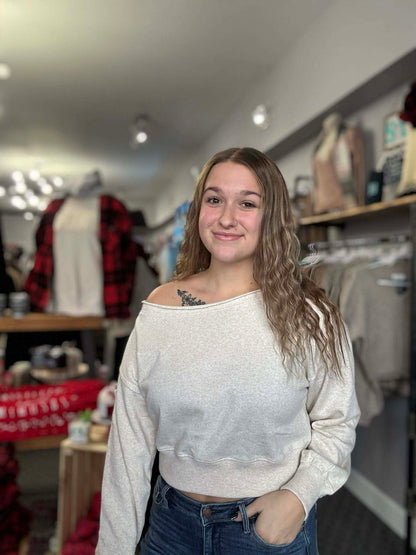 Fleece Off The Shoulder Pullover