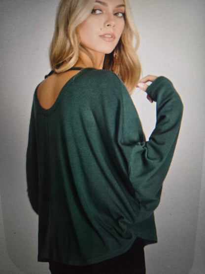 Long Sleeve Batwing Knit Top
