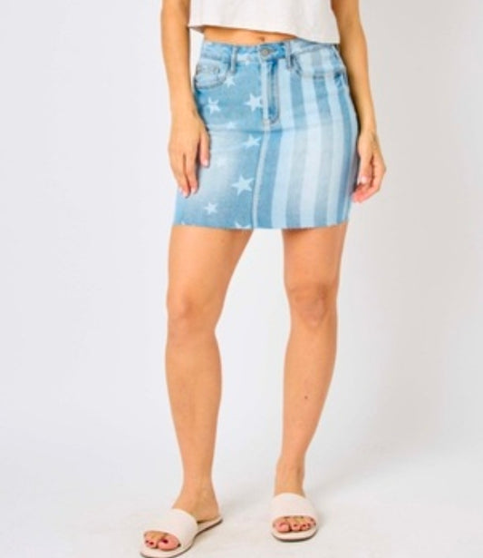 Judy Blue Stretchy Star & Stripe Skirt