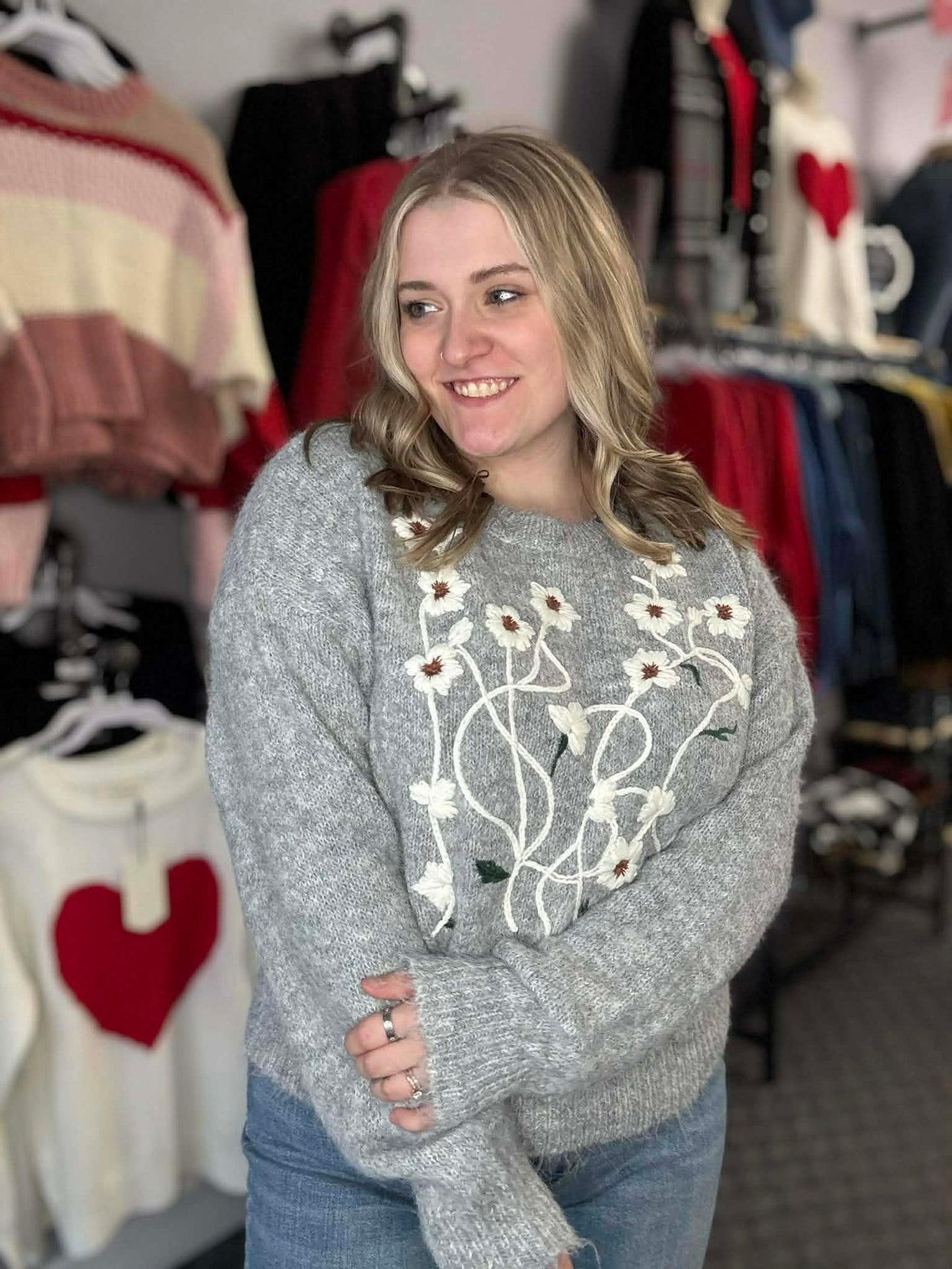 Floral Embroidered Sweater