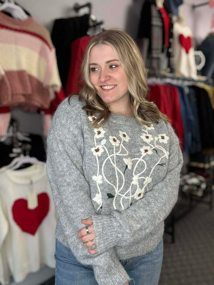 Floral Embroidered Sweater