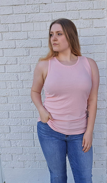Ruched Side Crewneck Tank Top
