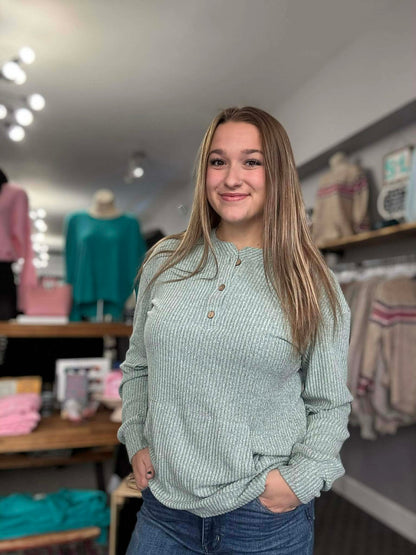 Aqua Ribbed Texture Top