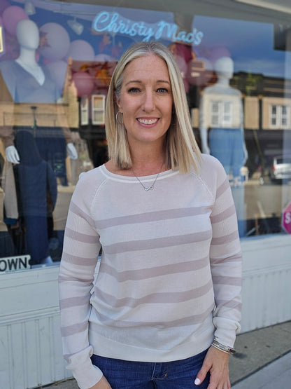 Raglan Sleeve Stripe Pullover