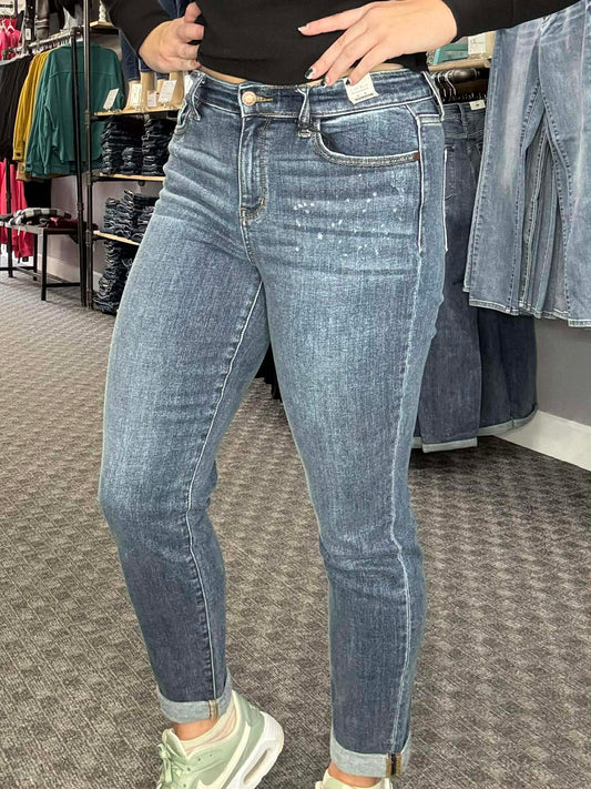 Reg/Plus Judy Blue Bleach Splatter Boyfriend Fit