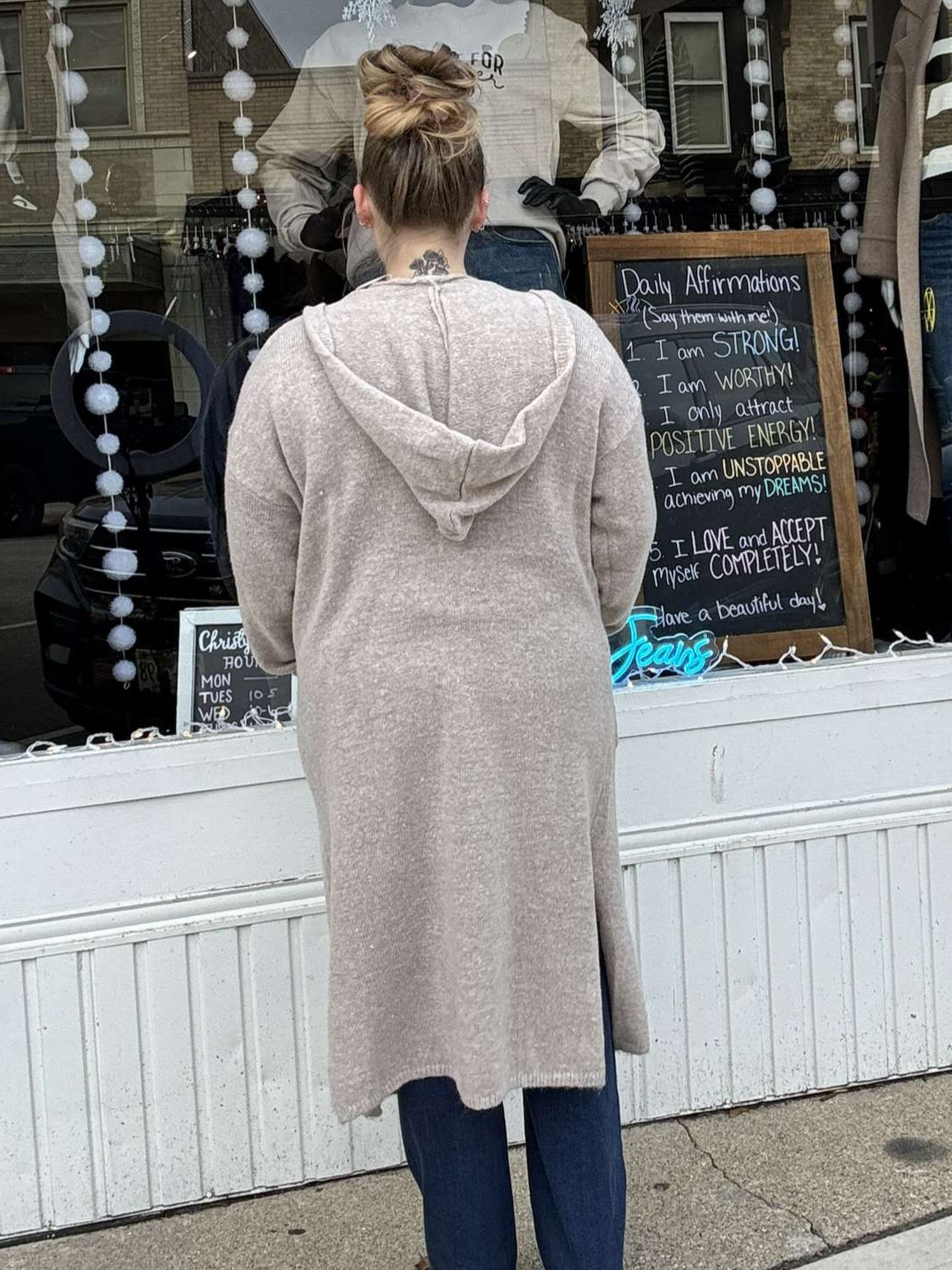 Long Warm Cardigan W/Hoodie