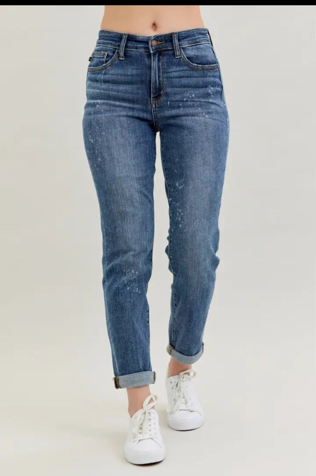 Reg/Plus Judy Blue Bleach Splatter Boyfriend Fit