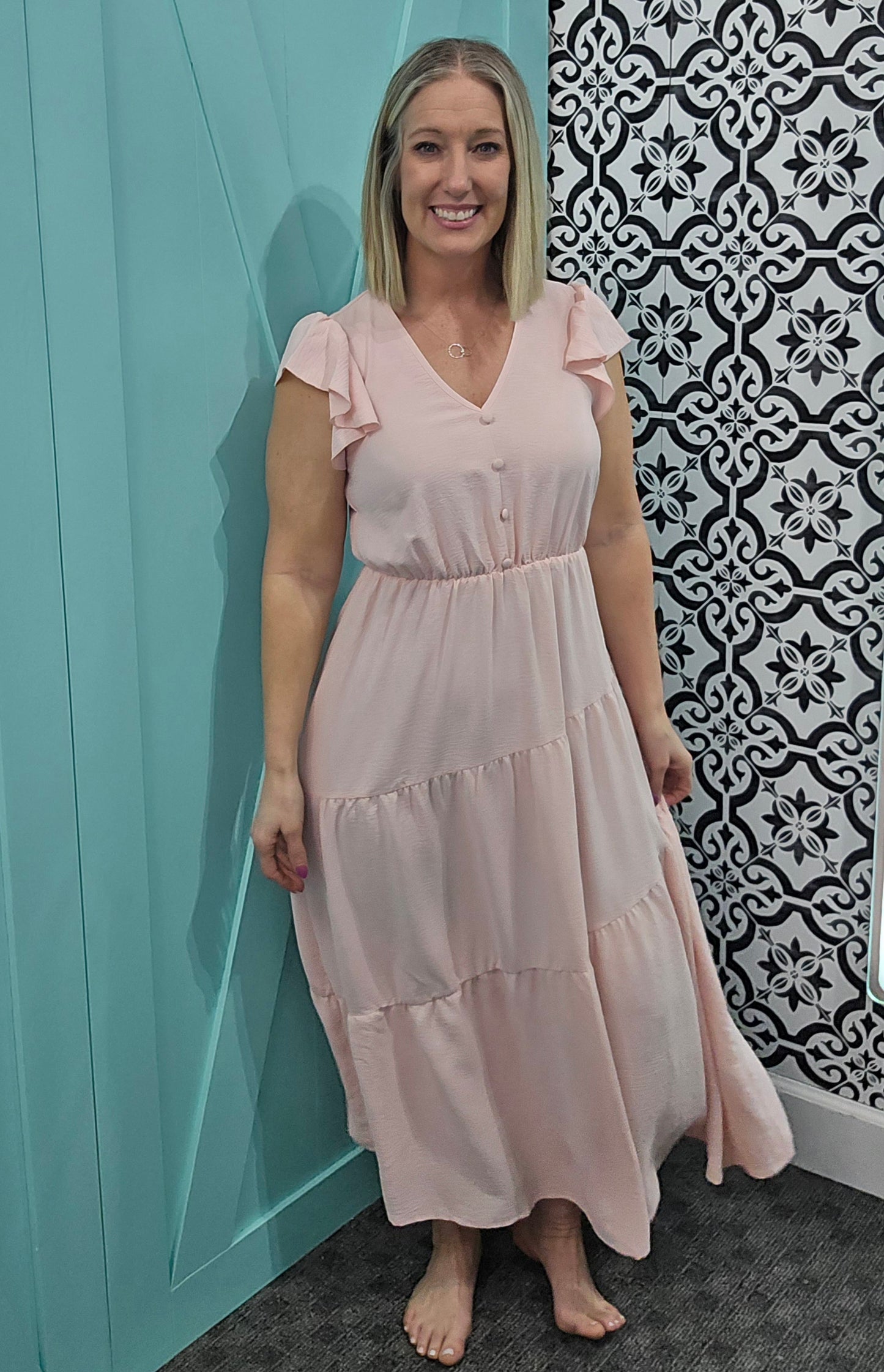 Girlie Pink Midi Dress