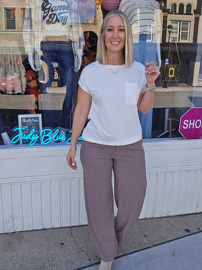 Straight Stripe Linen Effect Pants