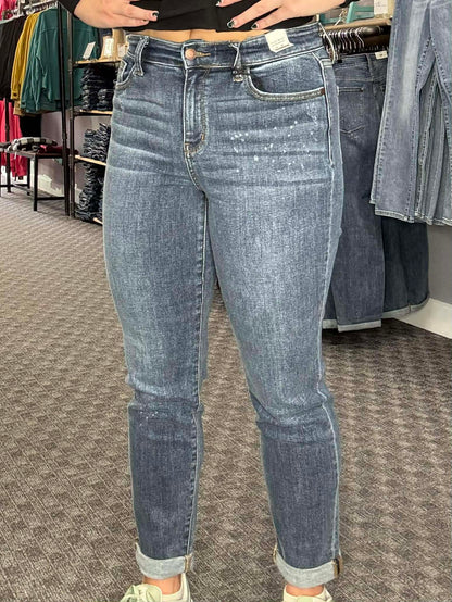 Reg/Plus Judy Blue Bleach Splatter Boyfriend Fit