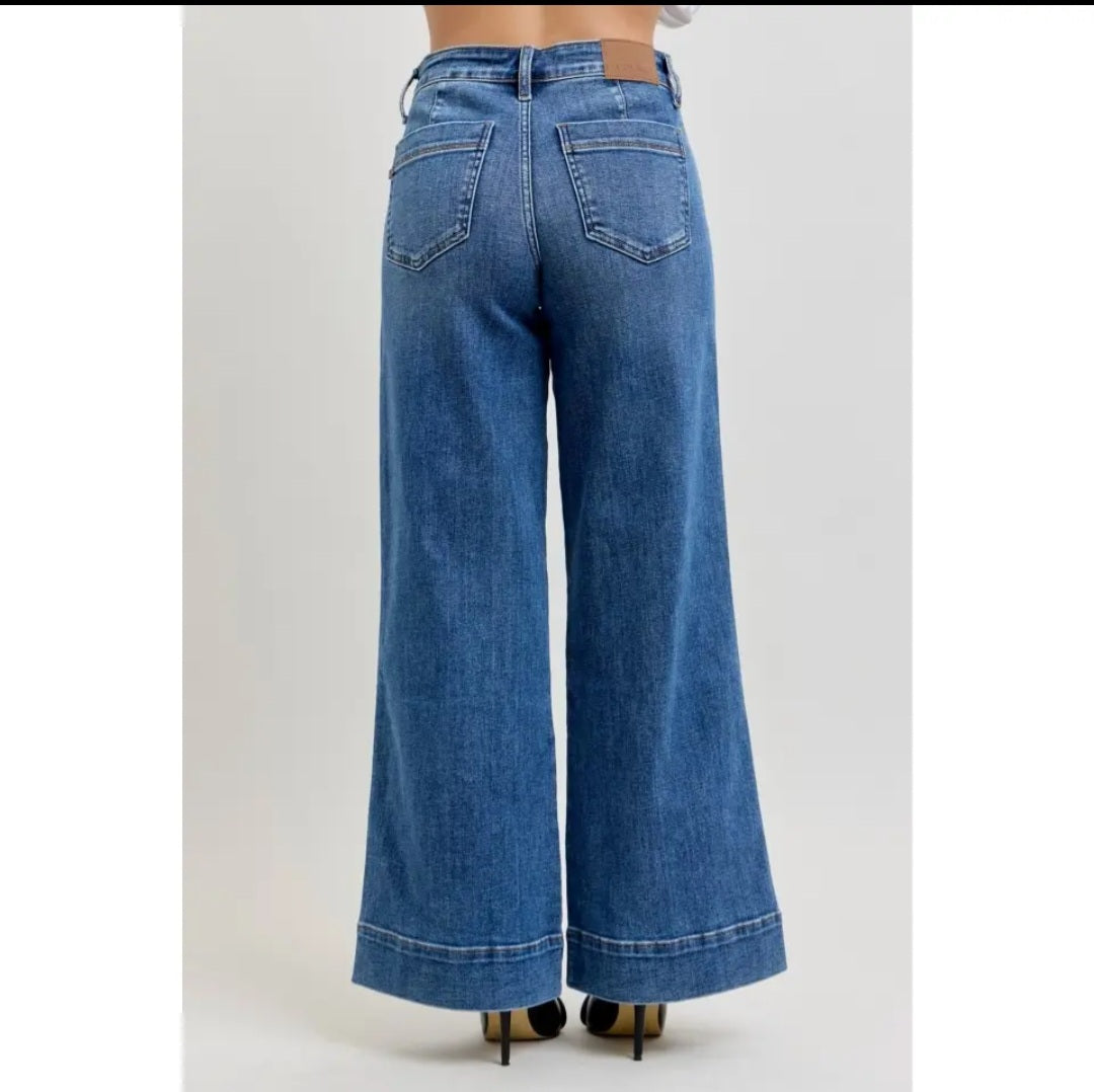 Judy Blue Petite Mid-Rise Trouser Retro Wide