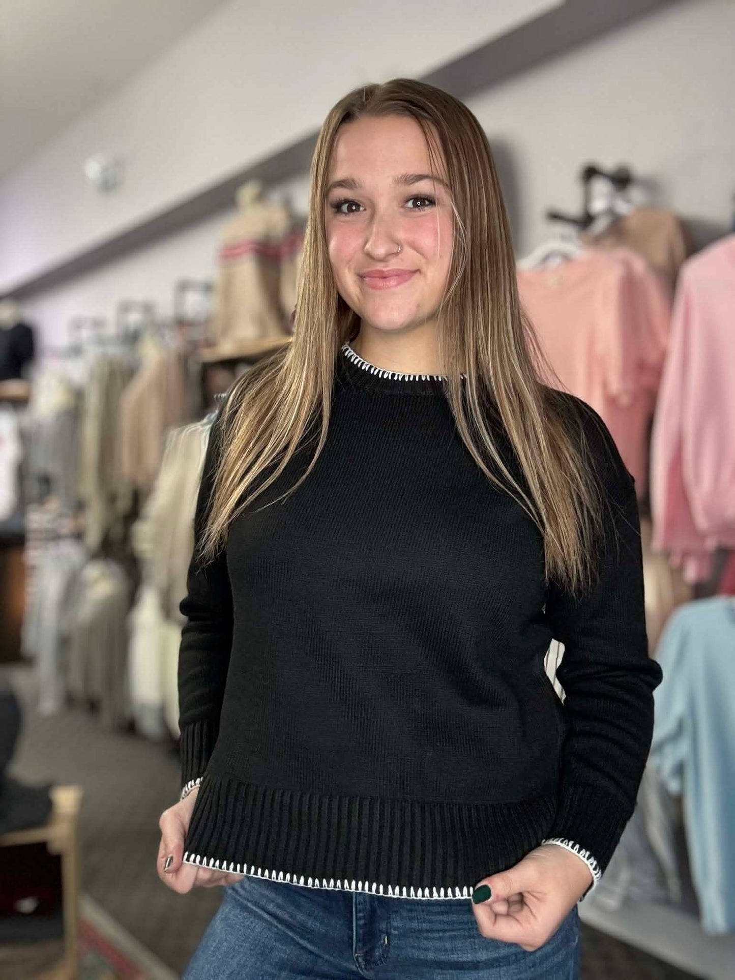 Solid Color Split-end Sweater