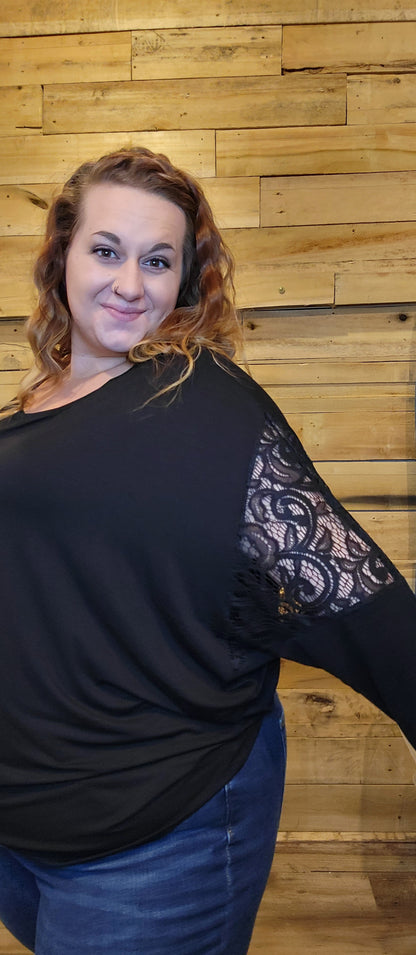 Plus Lace Sleeve Top