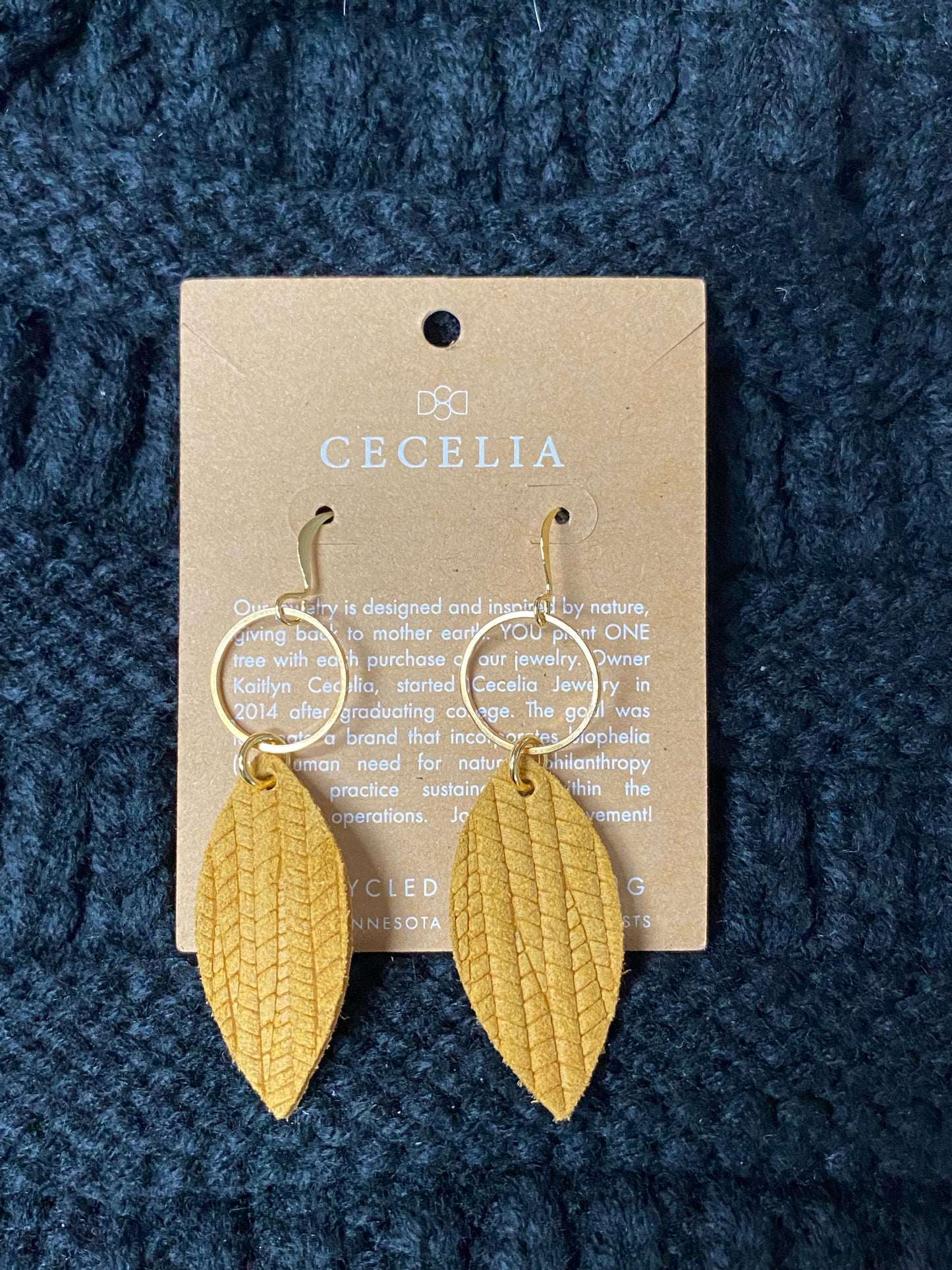 Gina Christine Small Feather Hoop Earrings in Mustard